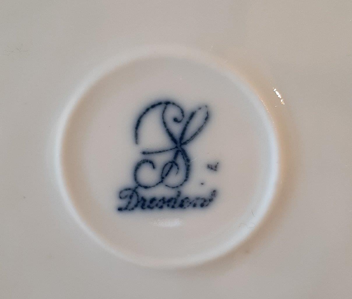 Bodenmarke Potschappel Dresden auf handbemaltem Wandteller