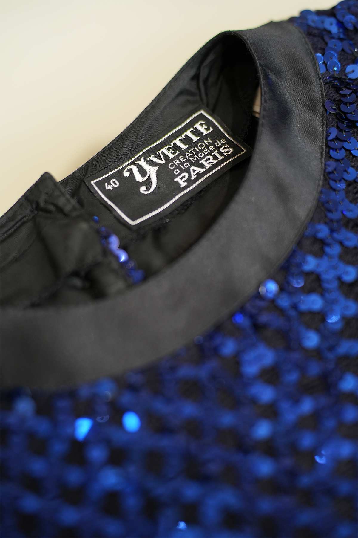Yvette Creation a la Mode de Paris - Abendkleid -  schwarzblau glizernd– Gr. 40 – sehr guter Zustand