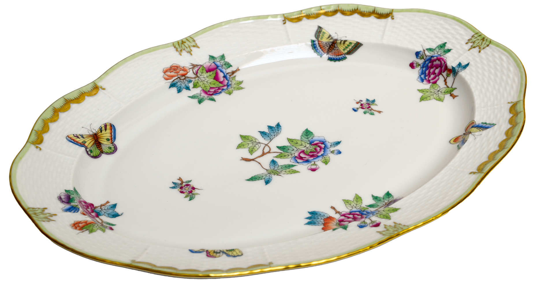 Herend Servierplatte oval Victoria frontal Herend, Servierplatte, oval, Victoria, frontal.