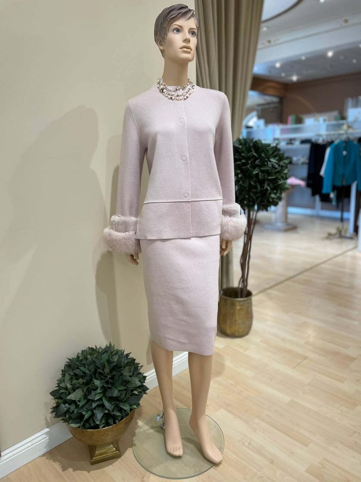 D Esterior Kostüm, in rosé, Damenoberbekleidung, Jacke, in Größe S, Frontalansicht.