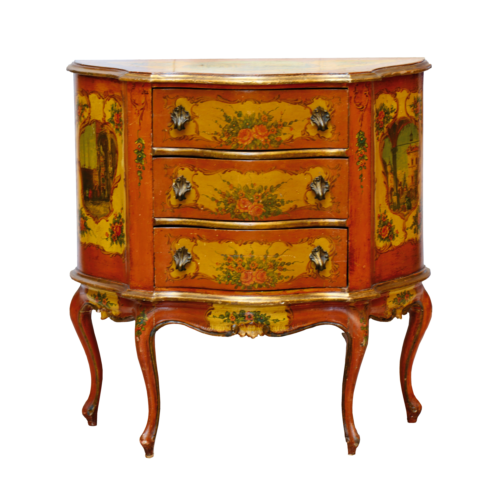 bemalte französische Kommode Kommode Fenja mit schöner handbemalter Oberfläche