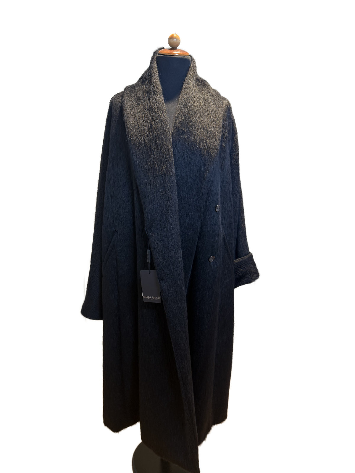  Marina Rinaldi Mantel aus Alpaka und Schurwolle in Grau – Vorderansicht.