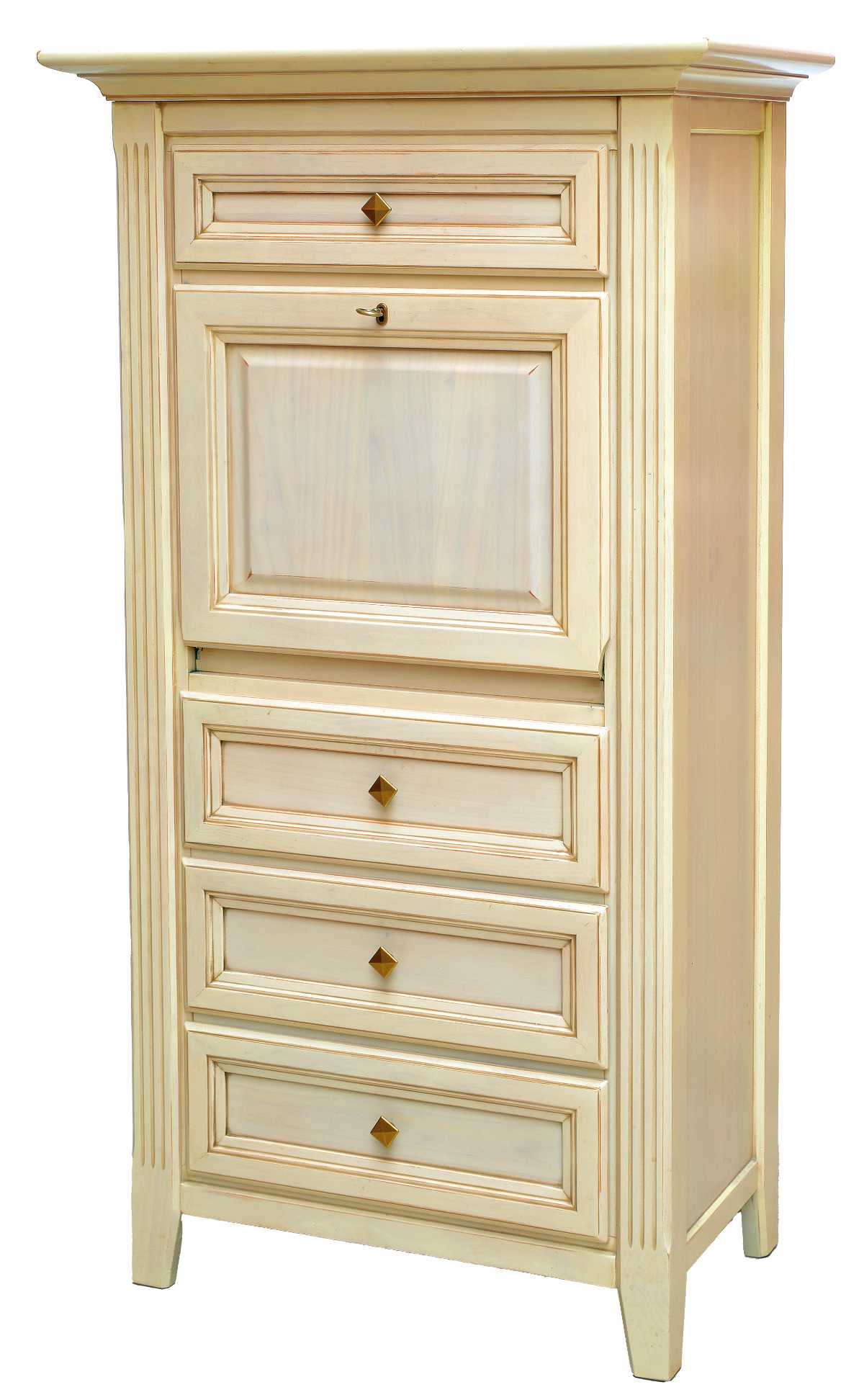 Selva Sekretär Philippo aus cremefarbenem Holz, frontal.