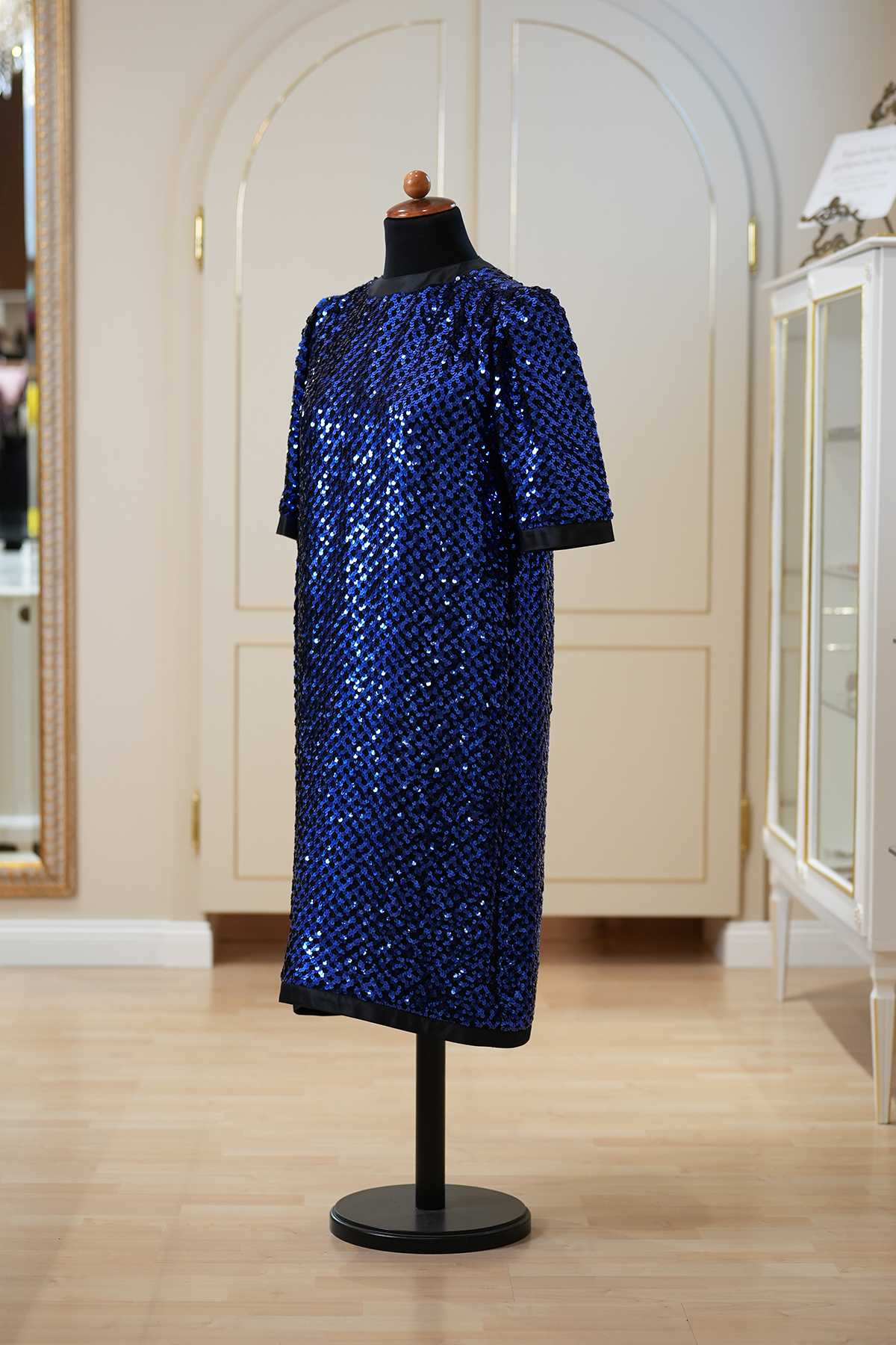 Yvette Creation a la Mode de Paris - Abendkleid -  schwarzblau glizernd– Gr. 40 – sehr guter Zustand