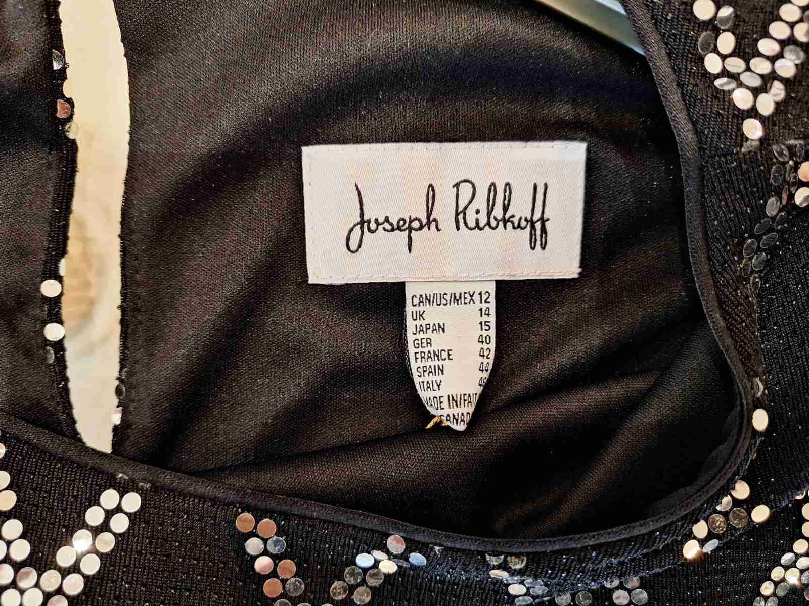 Joseph Ribkoff Abendkleid, in schwarz mit silber Rauten, Größe 40, neuwertig, Logo.