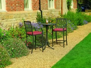 Gartenmöbel, Oxleys, Bistro-Bar-Tisch, Stühle, Sienna, Metallic Graphite.