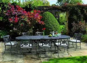 Gartenmöbel, Oxleys, Esstisch, oval, Luxor, Antikgold.